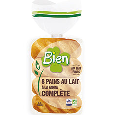 Pains au lait x8 à la farine complète - 280g