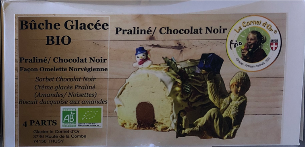 Bûche glacée praliné chocolat noir - 400g