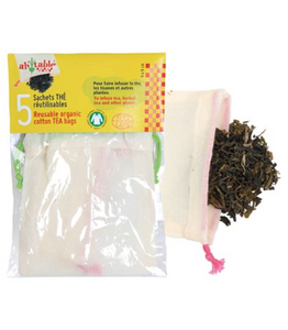 5 sachets thé réutilisables en coton bio